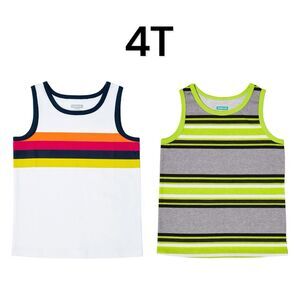 Garanimals White and Gray/Green Tank Top with Stripes Size 4T